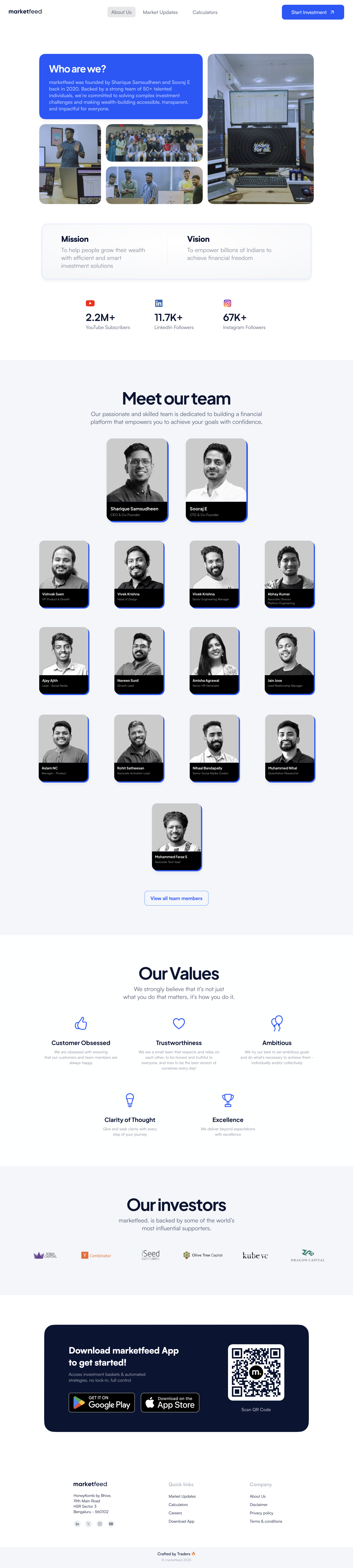 marketfeed About Us page redesign