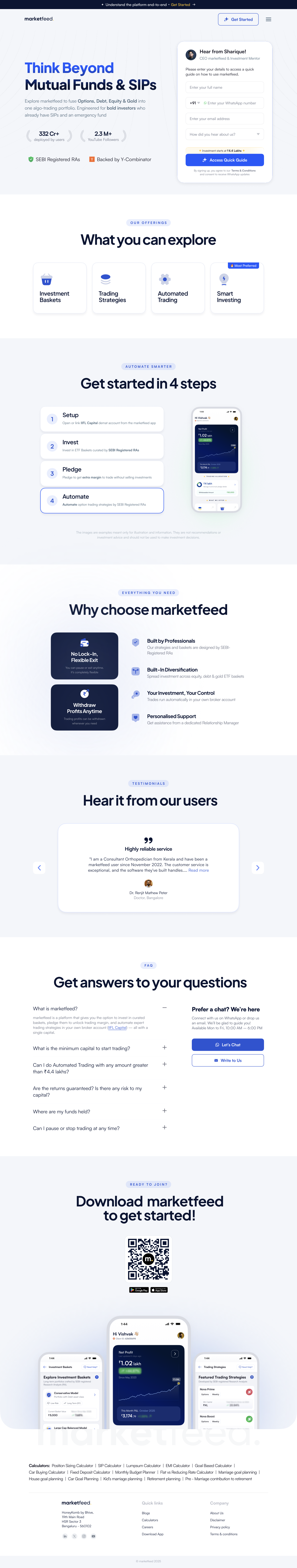 marketfeed homepage redesign — full desktop view