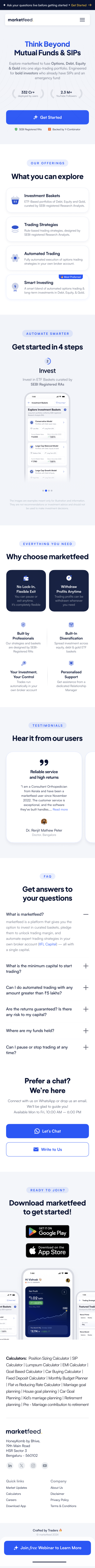 marketfeed mobile homepage — full scroll
