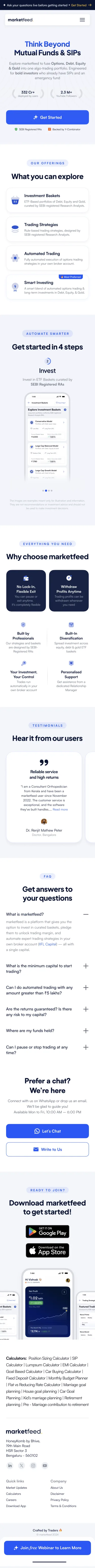 marketfeed mobile homepage — full scroll