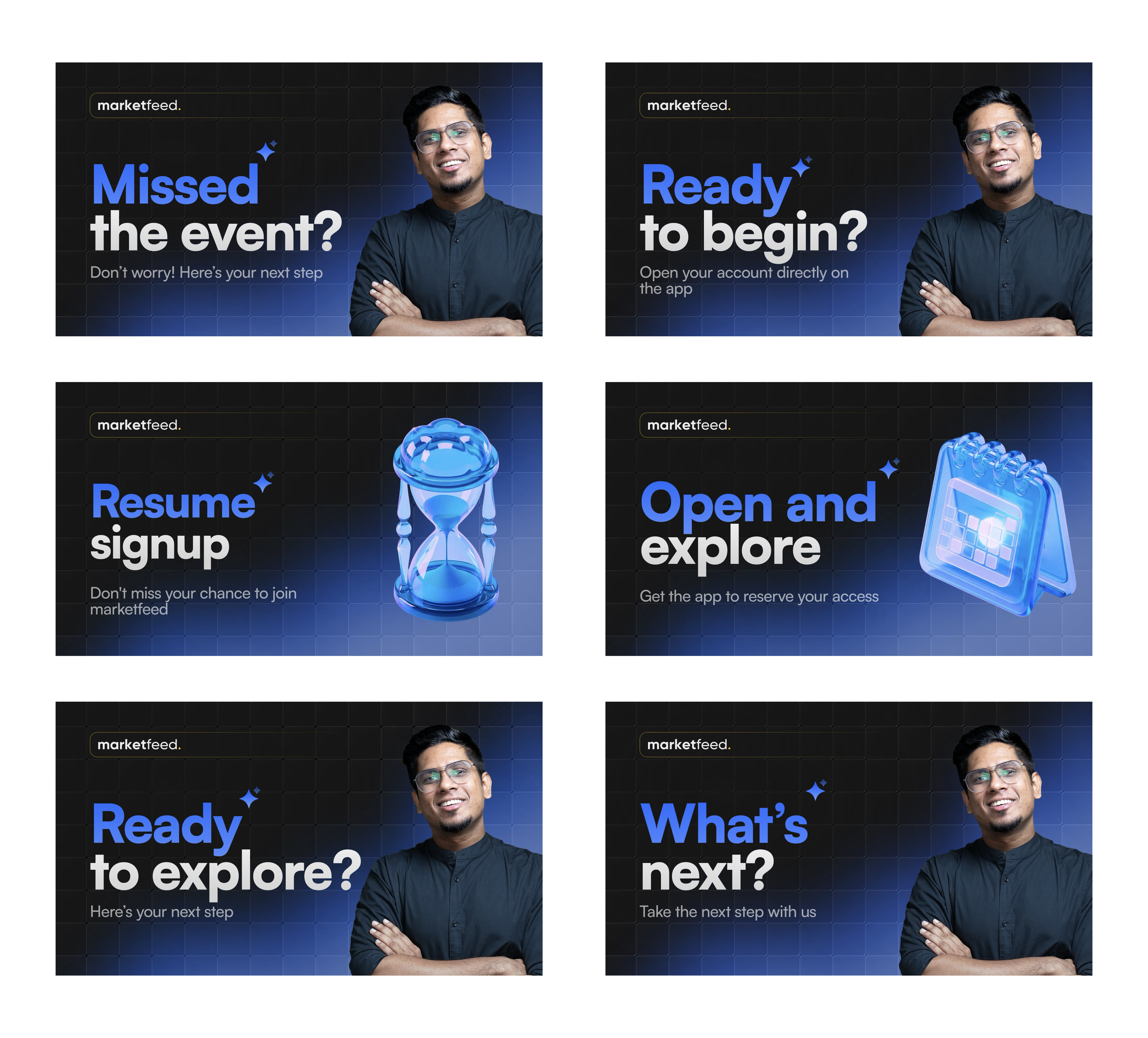 All retargeting message thumbnails designed for 11 user segments
